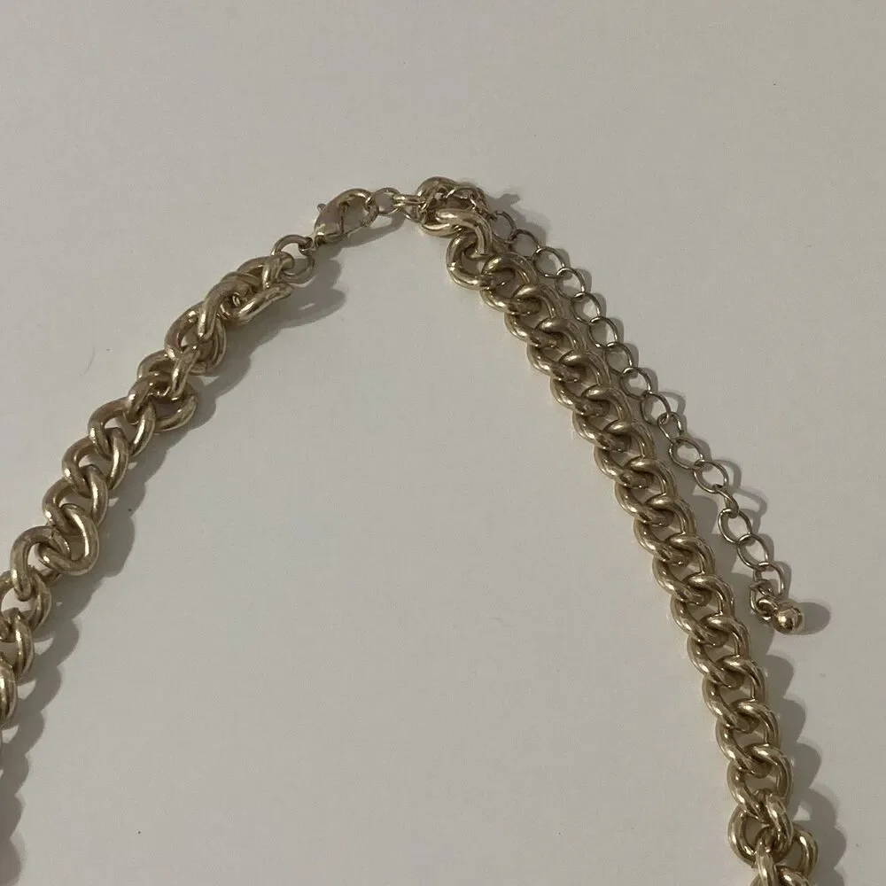 Yellow Rhinestone Bib Statement Necklace Chain Semi Circle Gold Tone Acrylic Mod